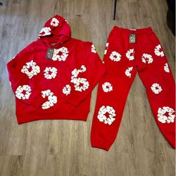 Cotton Wreath Red Floral Tracksuit