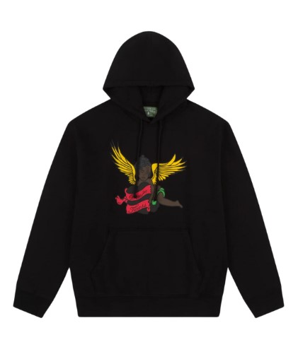 Black Cherub Flying Men Hoodie